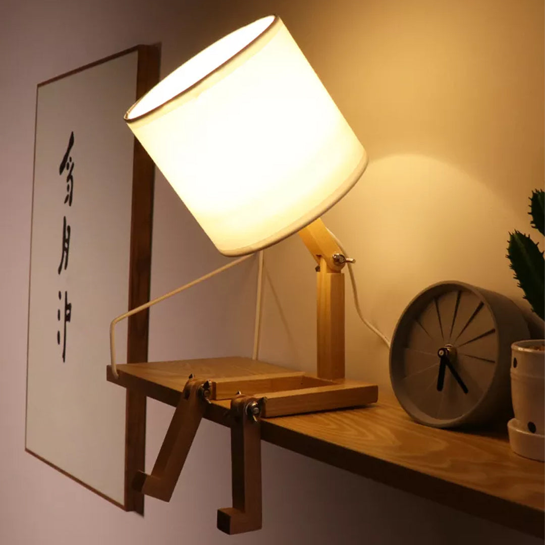 Robot Wooden Table Lamp with 360° Product Test