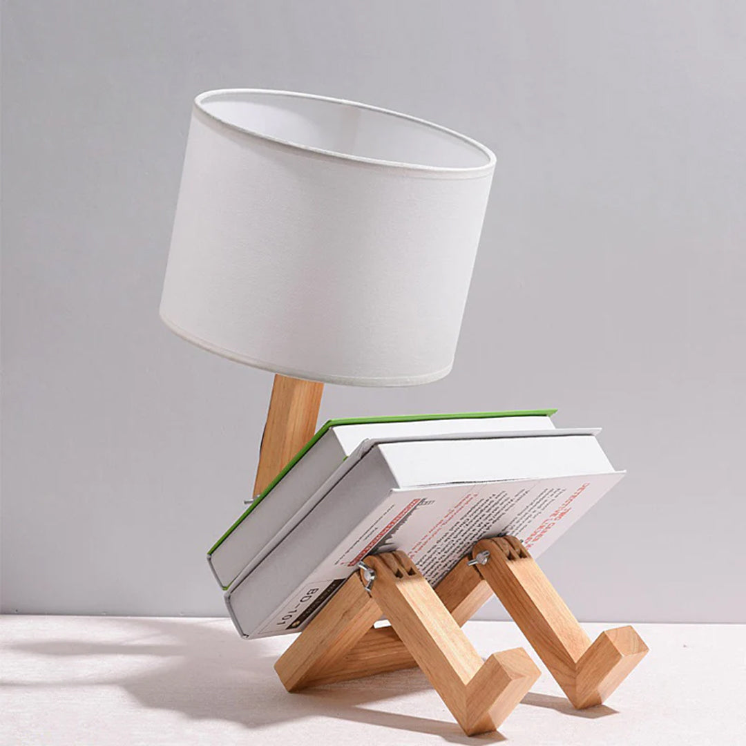 Robot Wooden Table Lamp with Shipment Protected by InsureShield™