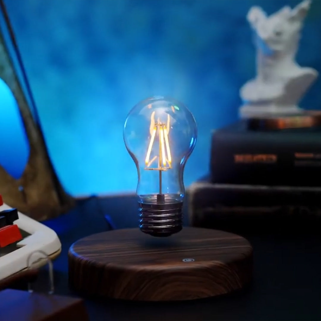 Super Levitating Lamp: Floating Bulb & Walnut