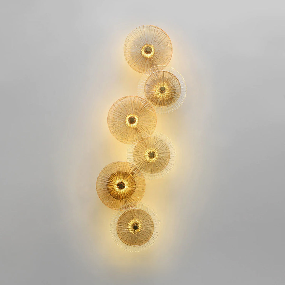 Lotus Leaf Wall Lamp with glass stone plated shines its light