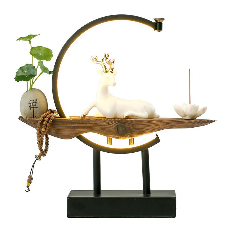 White Lotus Large Backflow Incense Burner Lamp With LED