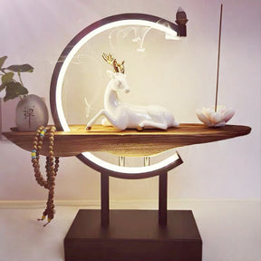 The Deer and Lotus Incense Holder Waterfall Lamp Include 1 Year Manufacturer's Warranty
