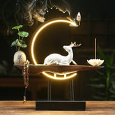 The Deer and Lotus Incense Holder Waterfall Lamp Type Backflow Incense Burner