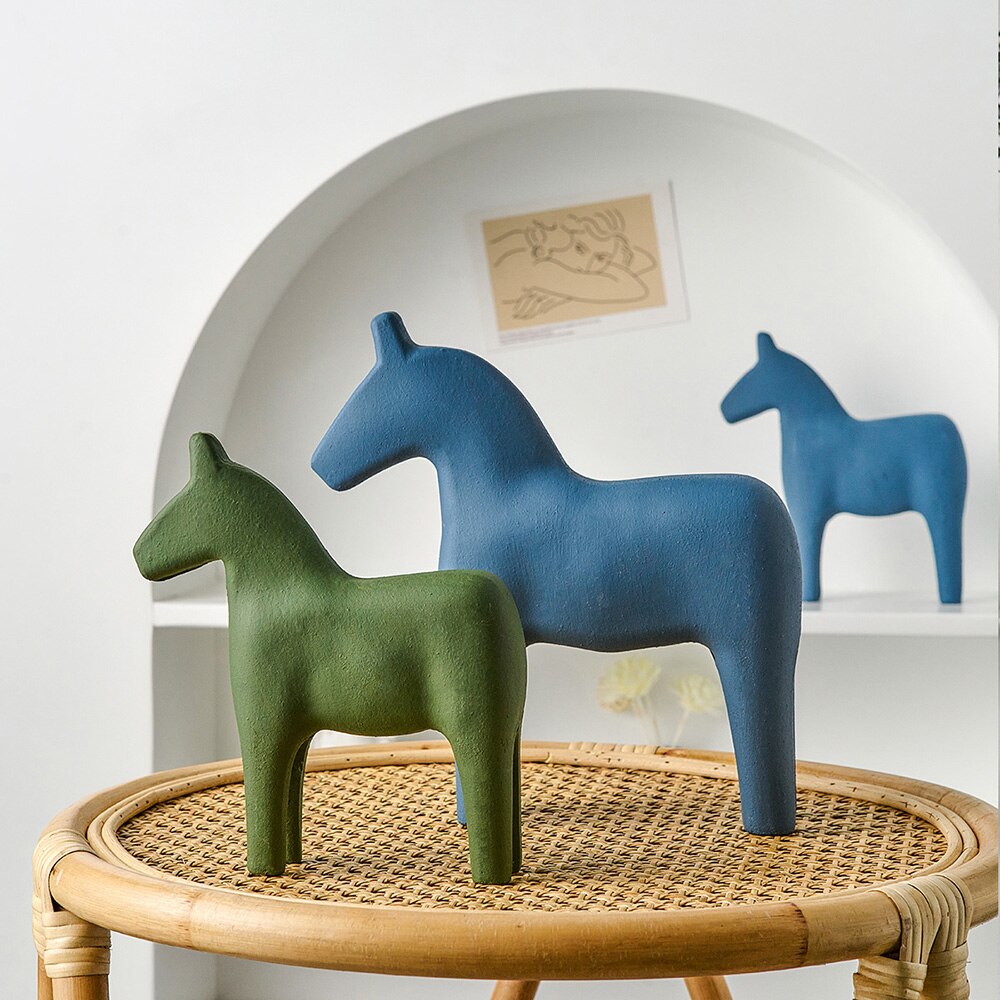 Trojan Horse Wooden Statue Color Blue