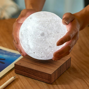 Wooden Base Moon Inspired Table Lamp Kagura Moon Lamp 6.7".