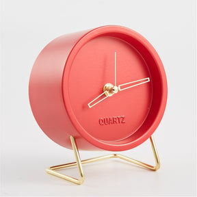 Quartz Metal Table Clock 6 In Color Red
