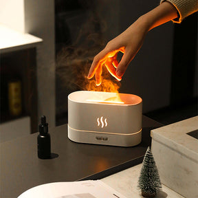 Bonfire Lamp Diffuser with materials: ABS, PP, GEL, Electronic components.